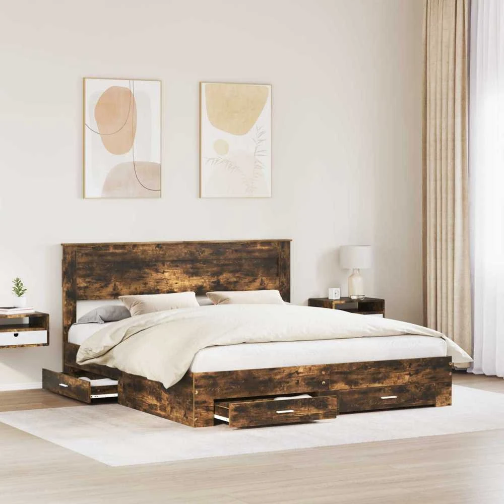 Lovos rėmas Rūkyta ąžuolas 200 x 200 cm Apdirbta mediena