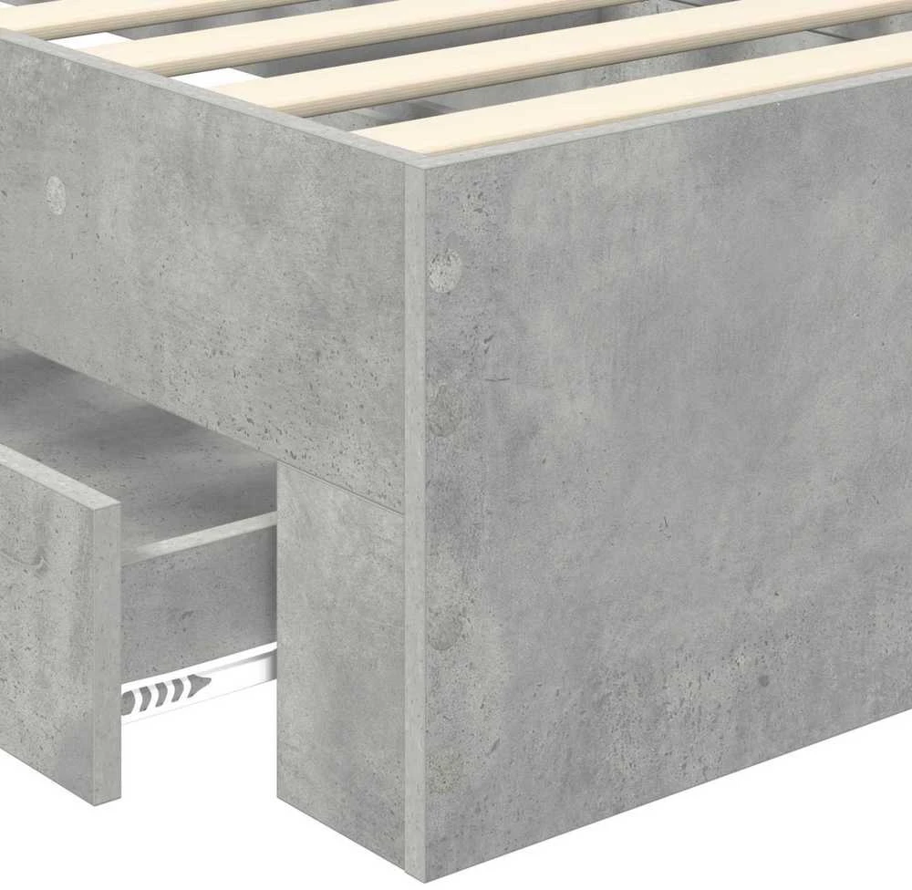 Lova Lovos rėmas Betono pilka 90 x 200 cm Apdirbta mediena