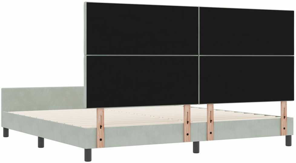Kiemas lova su galvūgalio Šviesiai pilka 200 x 200 cm Aksomas