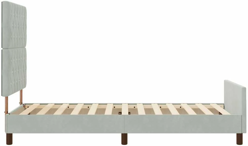 Kiemas lova su galvūgalio Šviesiai pilka 100 x 200 cm Aksomas
