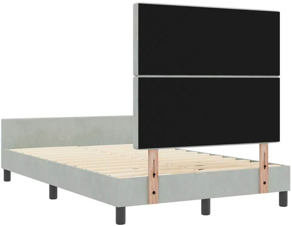 Kiemas lova su galvūgalio Šviesiai pilka 120 x 200 cm Aksomas