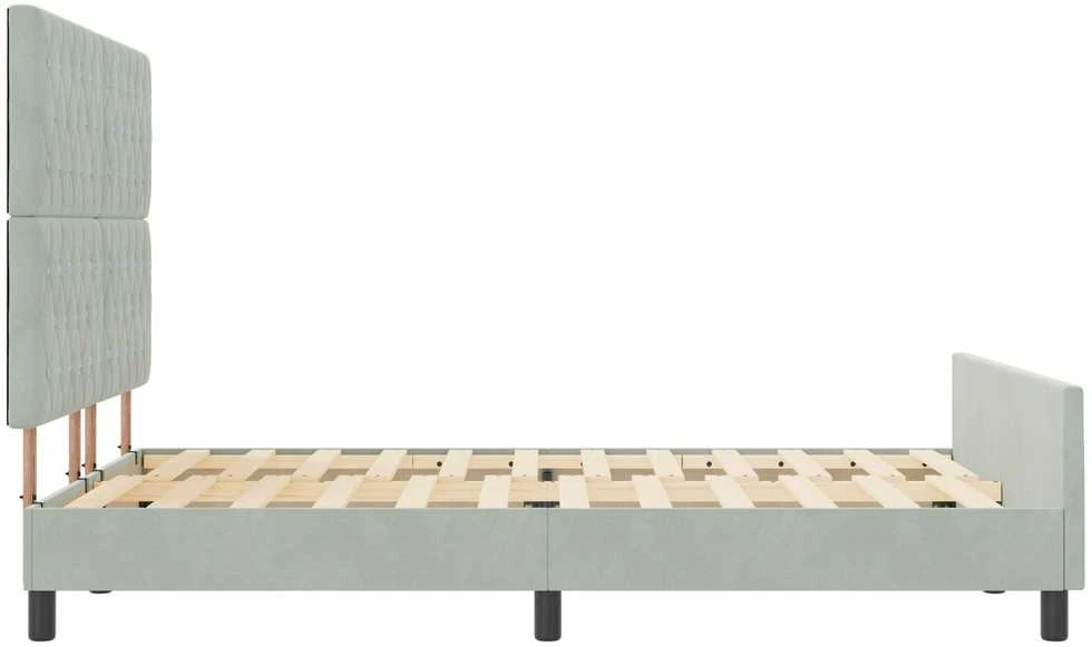 Kiemas lova su galvūgalio Šviesiai pilka 140 x 200 cm Aksomas