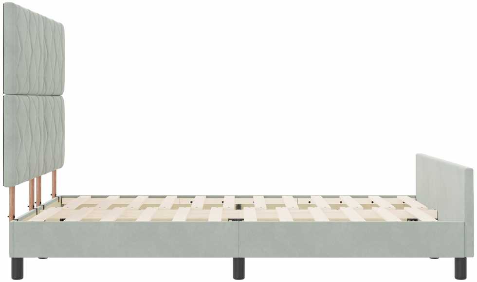 Kiemas lova su galvūgalio Šviesiai pilka 160 x 200 cm Aksomas