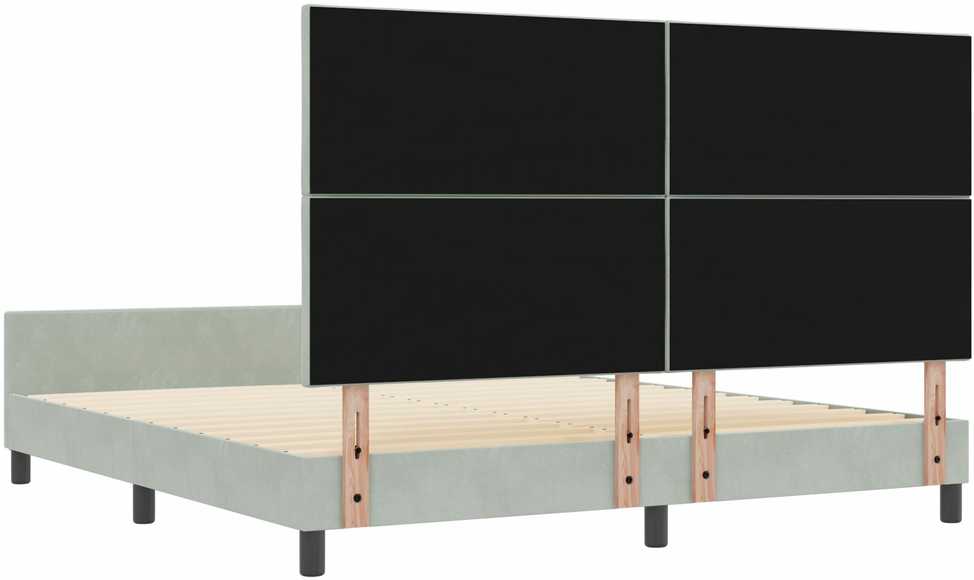 Kiemas lova su galvūgalio Šviesiai pilka 180 x 200 cm Aksomas