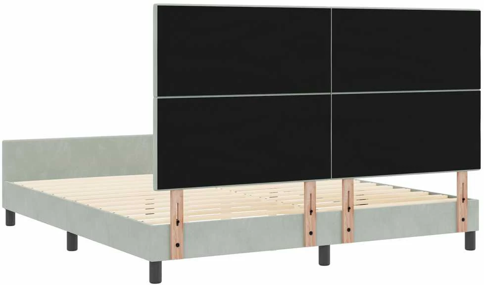 Kiemas lova su galvūgalio Šviesiai pilka 180 x 200 cm Aksomas