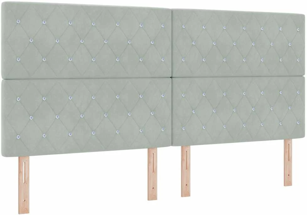 Kiemas lova su galvūgalio Šviesiai pilka 200 x 200 cm Aksomas