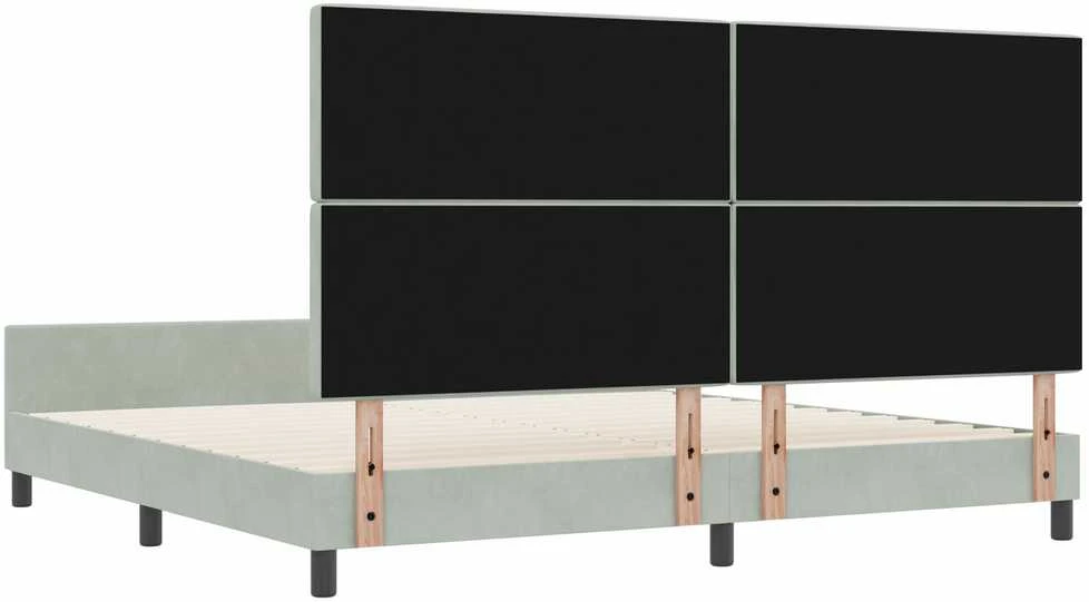 Kiemas lova su galvūgalio Šviesiai pilka 200 x 200 cm Aksomas