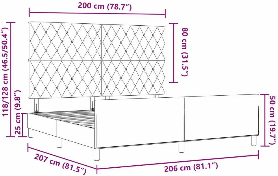 Kiemas lova su galvūgalio Šviesiai pilka 200 x 200 cm Aksomas