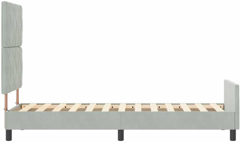Kiemas lova su galvūgalio Šviesiai pilka 80 x 200 cm Aksomas