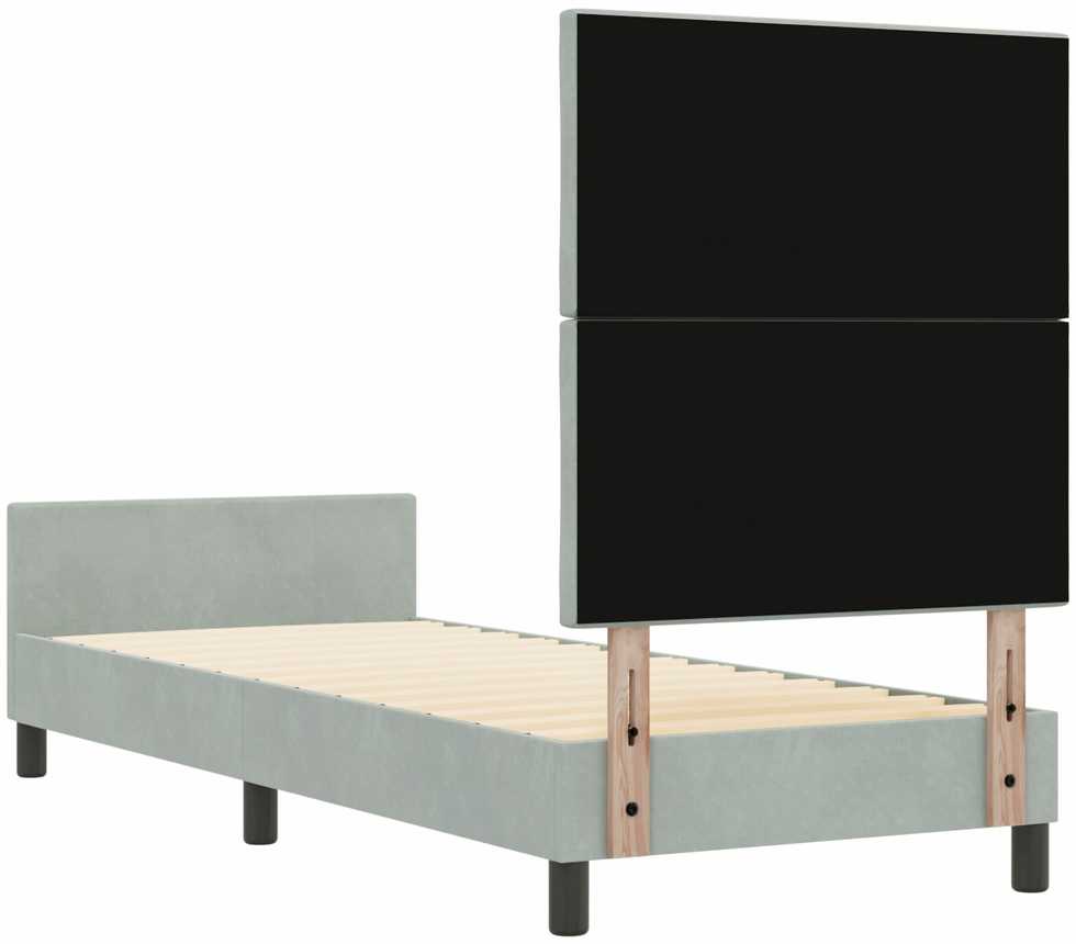 Kiemas lova su galvūgalio Šviesiai pilka 80 x 200 cm Aksomas