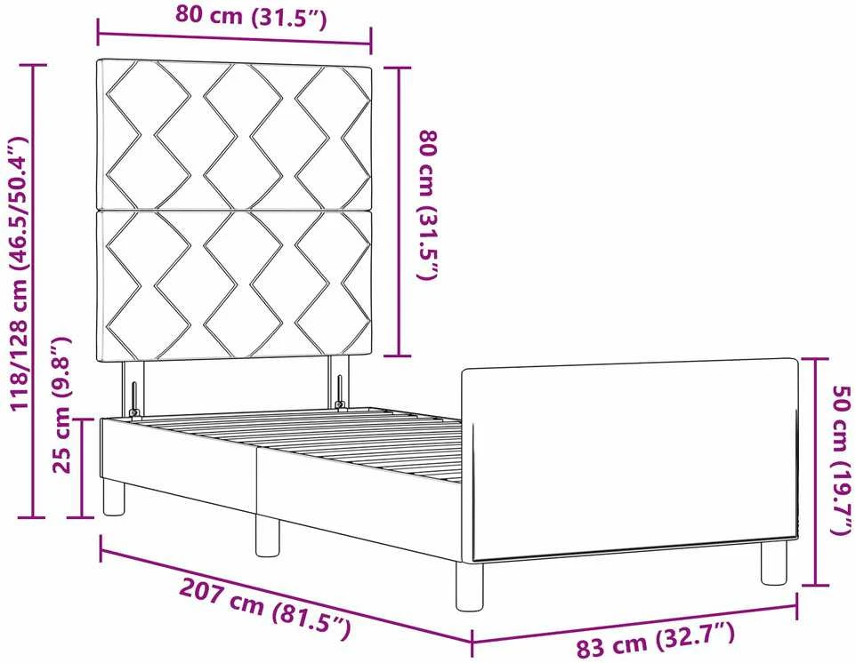 Lova Lovos rėmas su galvūgalio Šviesiai pilka 80 x 200 cm audinys