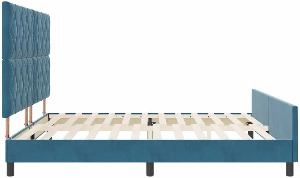 Kiemas lova su galvūgalio Tamsiai mėlyna 200 x 200 cm Aksomas
