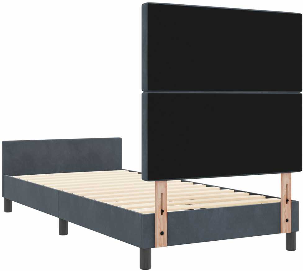 Kiemas lova su galvūgalio Tamsiai pilka 100 x 200 cm Aksomas