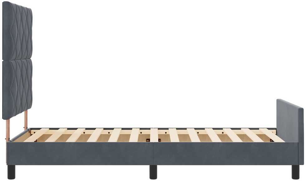 Kiemas lova su galvūgalio Tamsiai pilka 100 x 200 cm Aksomas