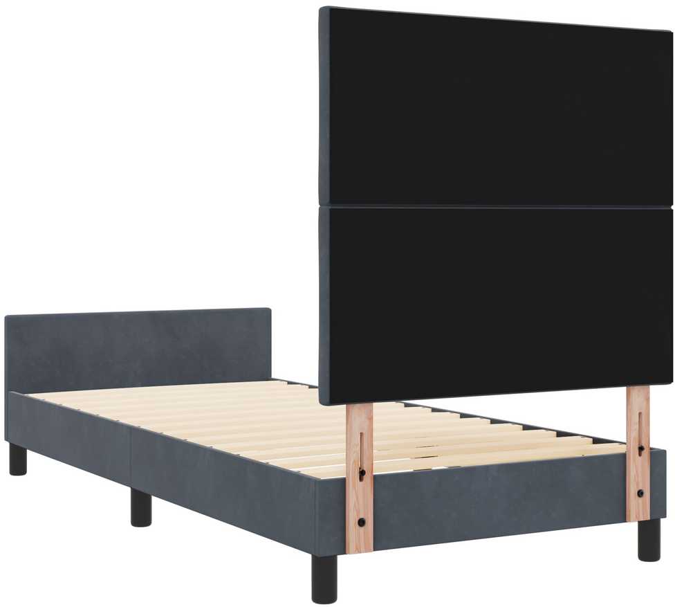 Kiemas lova su galvūgalio Tamsiai pilka 100 x 200 cm Aksomas