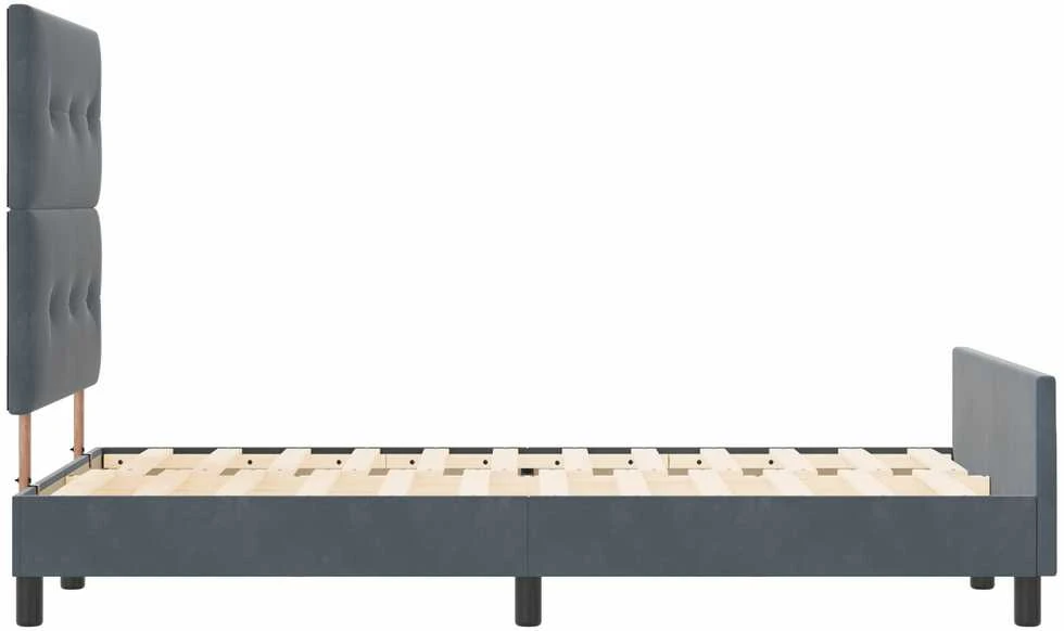 Kiemas lova su galvūgalio Tamsiai pilka 120 x 200 cm Aksomas
