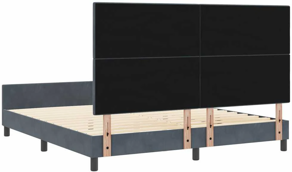 Kiemas lova su galvūgalio Tamsiai pilka 180 x 200 cm Aksomas