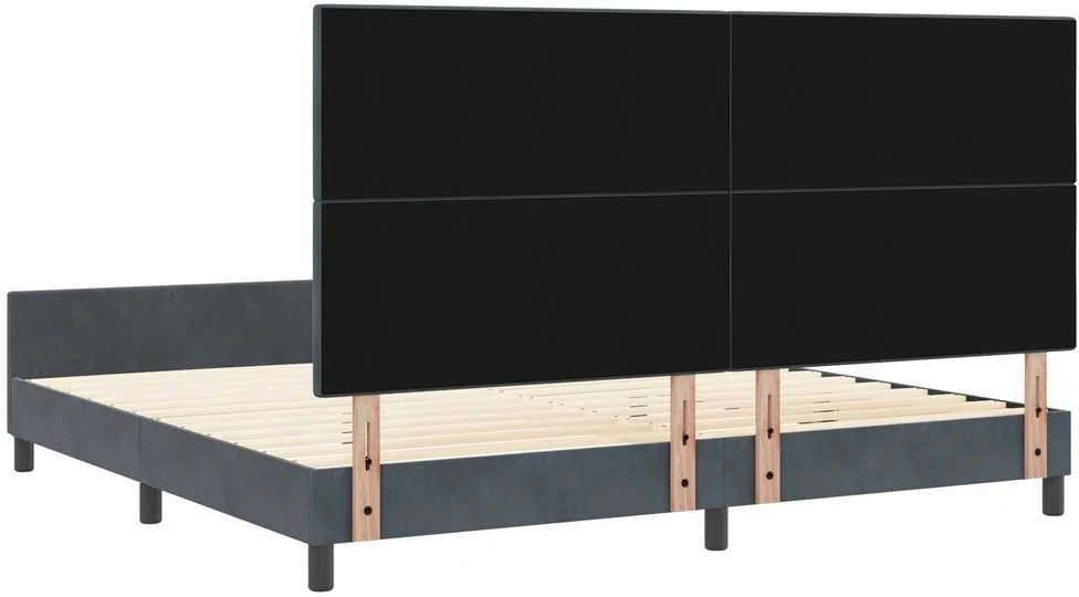 Kiemas lova su galvūgalio Tamsiai pilka 200 x 200 cm Aksomas