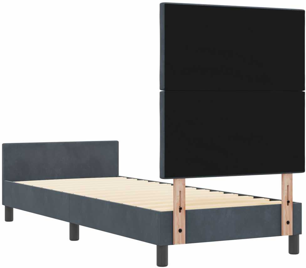 Kiemas lova su galvūgalio Tamsiai pilka 80 x 200 cm Aksomas