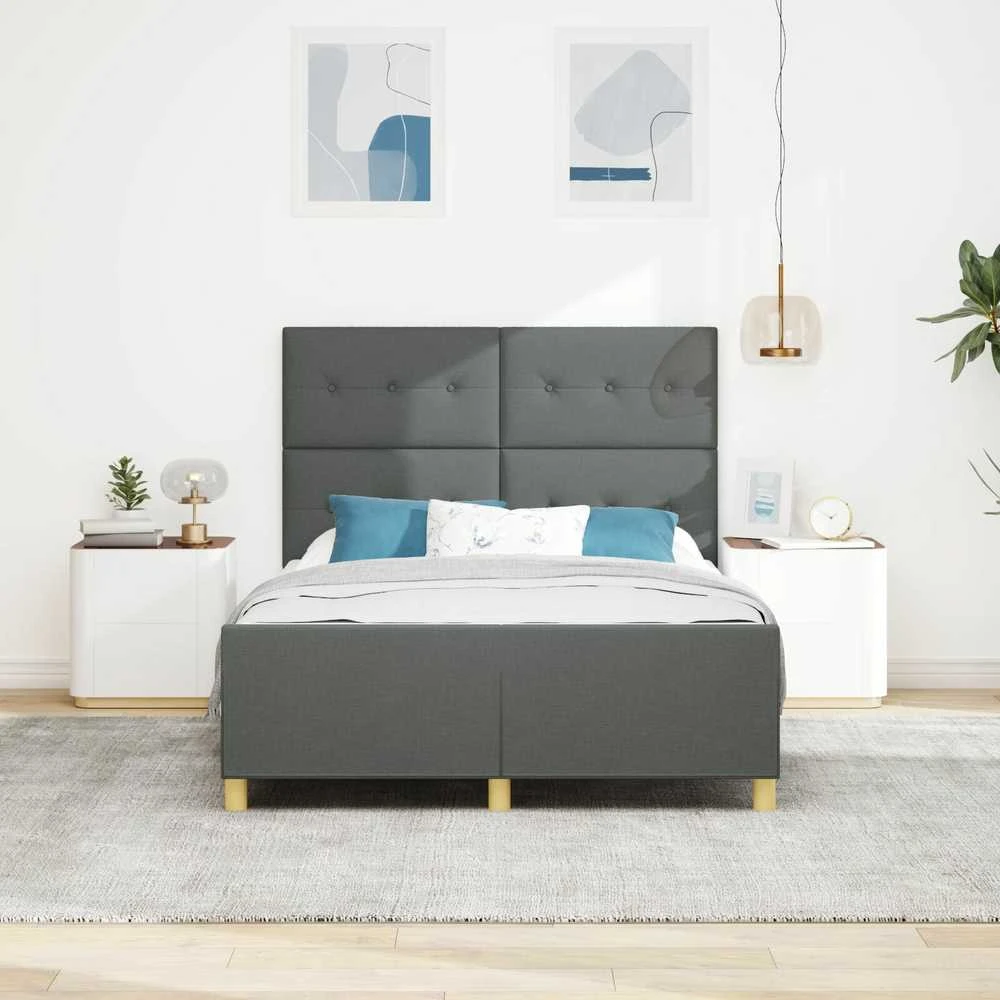 Lovos rėmas su galvūgalio Tamsiai pilka 140 x 200 cm audinys