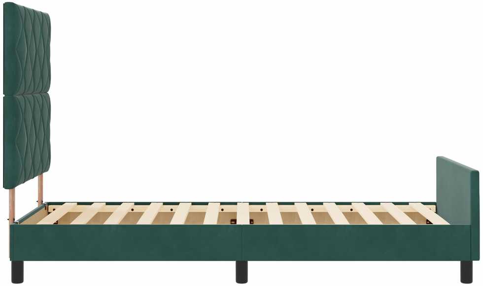 Kiemas lova su galvūgalio Tamsiai žalia 100 x 200 cm Aksomas