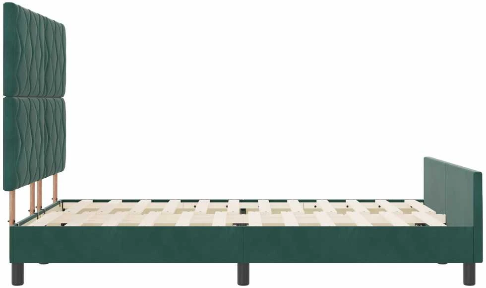 Kiemas lova su galvūgalio Tamsiai žalia 140 x 190 cm Aksomas