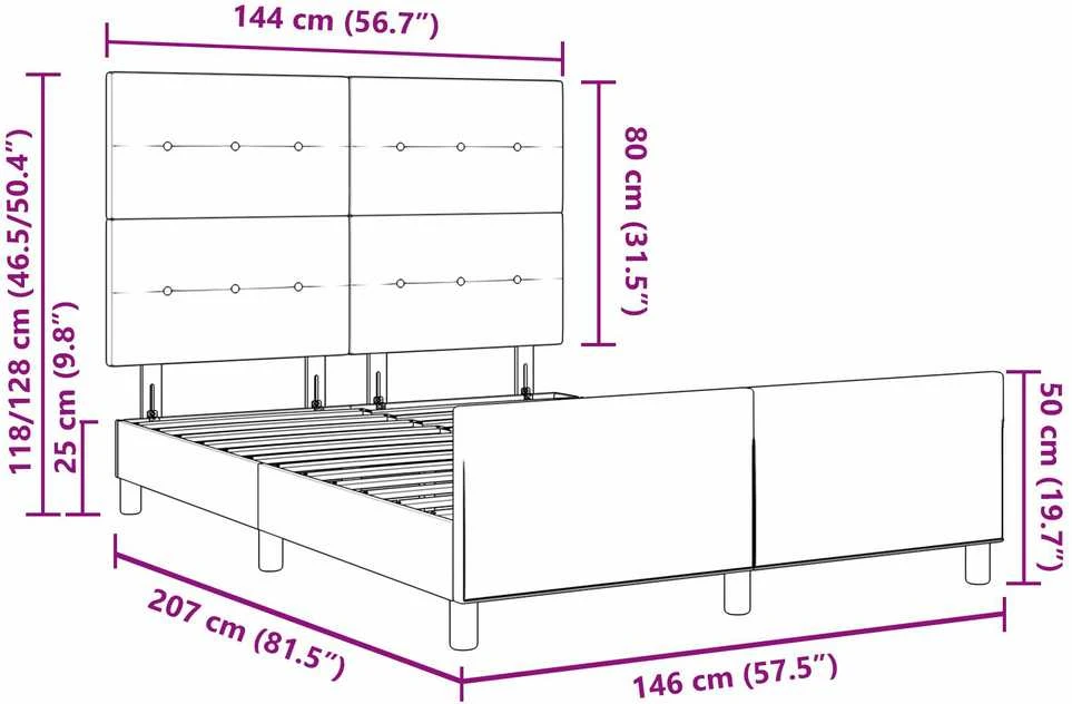 Lovos rėmas su galvūgalio Tortora 140 x 200 cm audinys