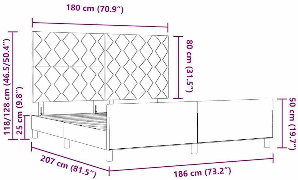 Lovos rėmas su galvūgalio Tortora 180 x 200 cm audinys