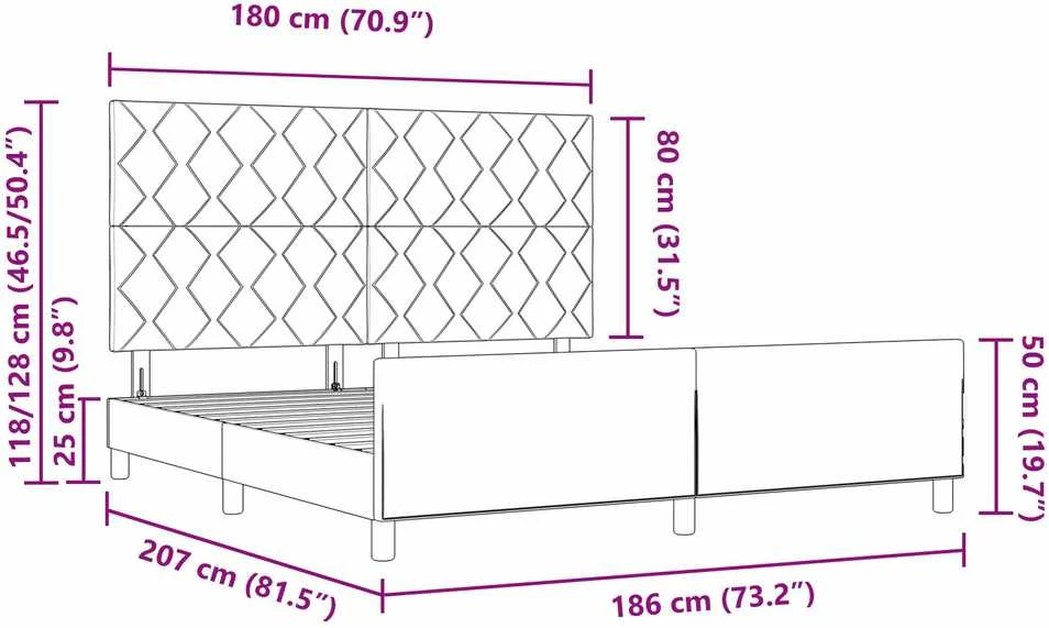 Lovos rėmas su galvūgalio Tortora 180 x 200 cm audinys