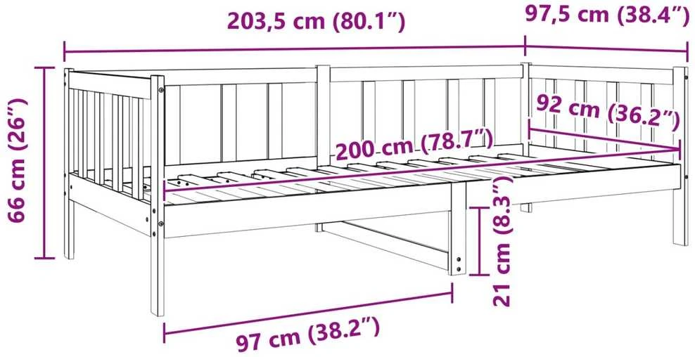 Lova Lovos rėmas Vaško ruda 90 x 190 cm Kietos pušies mediena