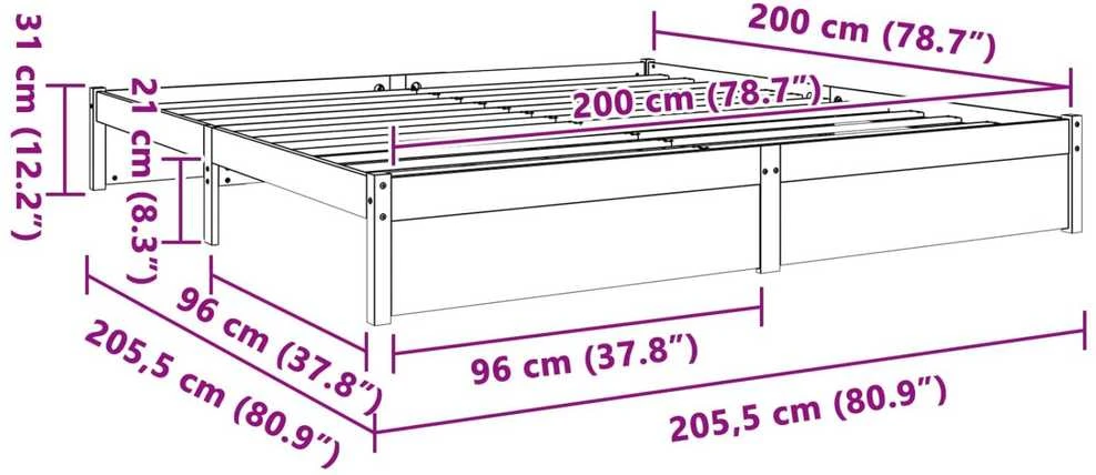 Lovos rėmas Vaško ruda 200 x 200 cm Kietas pušies medis