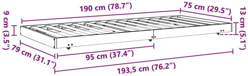 Lova Lovos rėmas Vaško ruda 70 x 190 cm Kietos pušies mediena