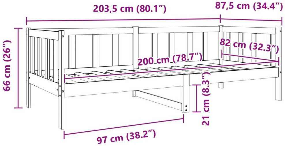 Lova Lovos rėmas Vaško ruda 80 x 200 cm Kietos pušies mediena