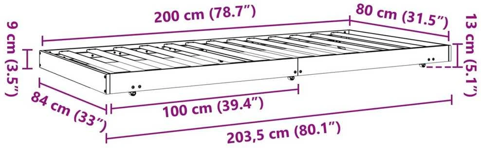 Lova Lovos rėmas Vaško ruda 80 x 200 cm Kietos pušies mediena