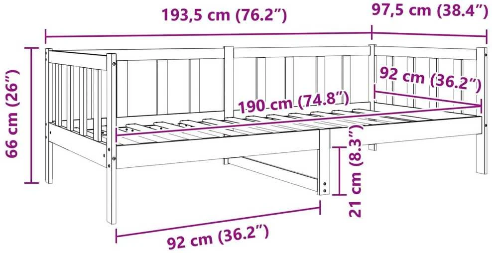 Lova Lovos rėmas Vaško ruda 90 x 190 cm Kietos pušies mediena