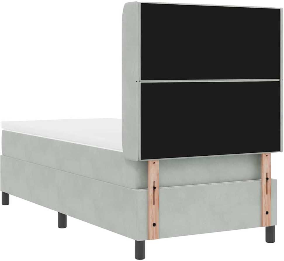 Kiemas lova su čiužiniu Šviesiai pilka 90 x 190 cm Aksomas
