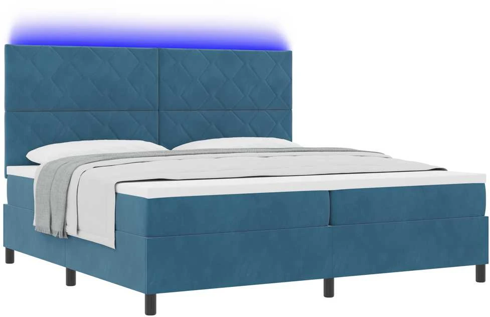 LED Čiužinio Lova Tamsiai mėlyna 200 x 200 cm Aksomas