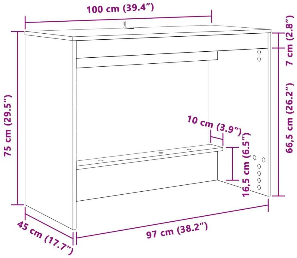 Lova Lovos stalas Balta Apdirbta mediena 100 x 45 x 75 cm