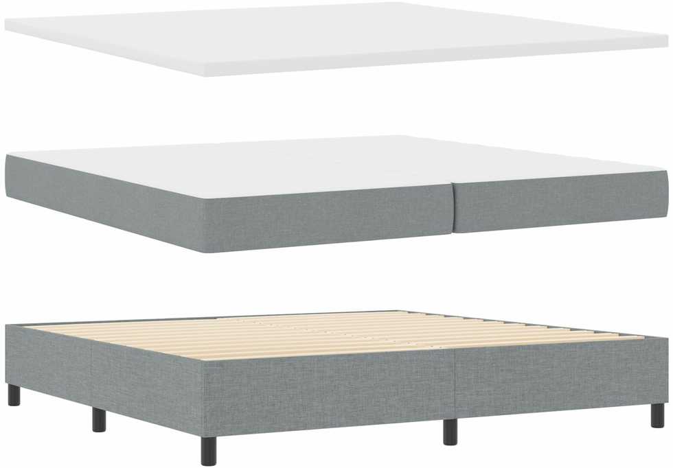 Kiemas lova su čiužiniu Šviesiai pilka 200 x 200 cm audinys