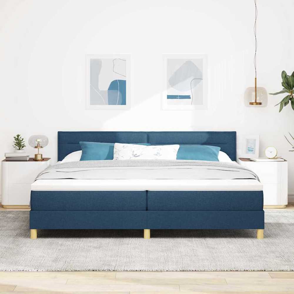 LED Čiužinio Lova su galvūgalio Mėlyna 200 x 200 cm audinys
