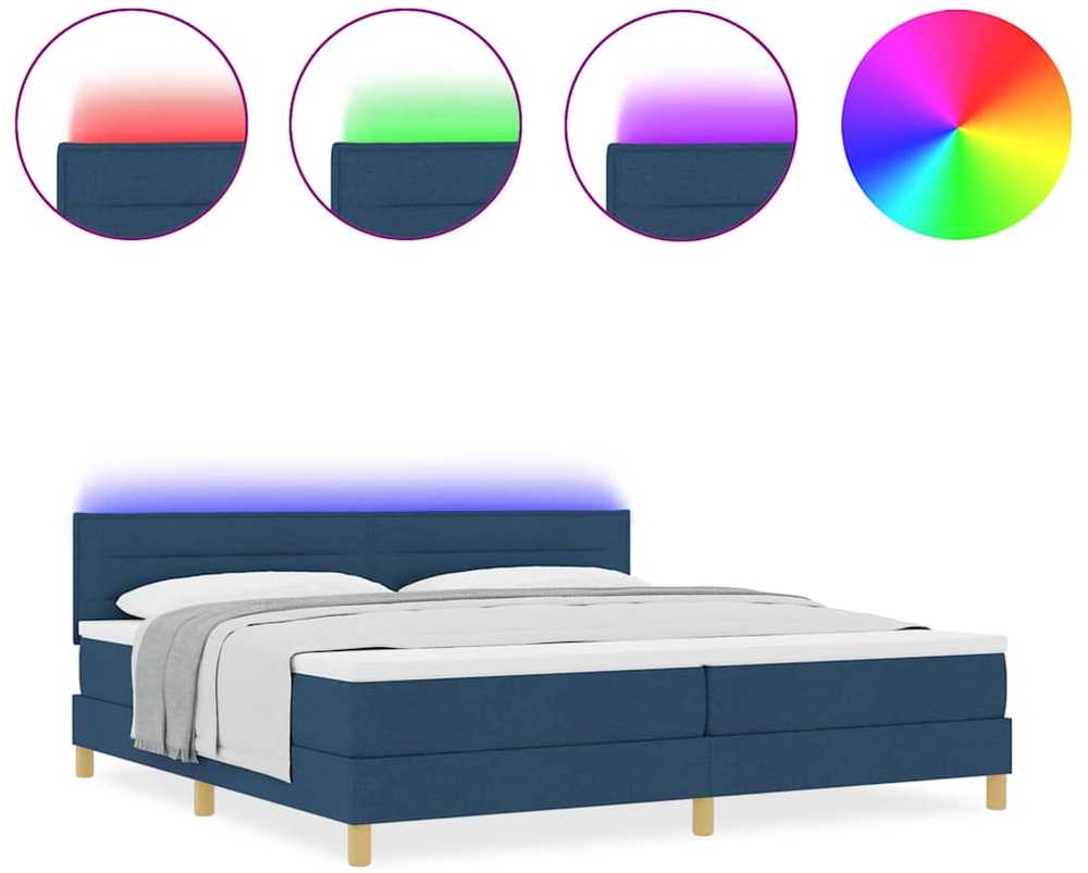 LED Čiužinio Lova su galvūgalio Mėlyna 200 x 200 cm audinys