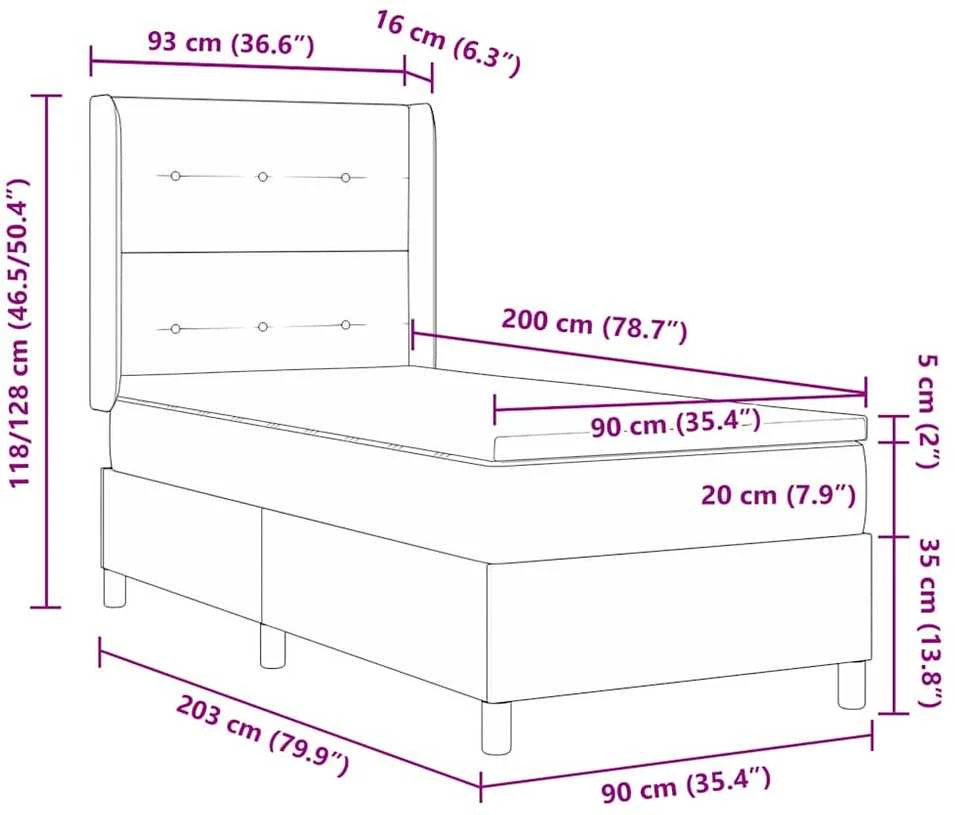 Kiemas lova su pagalve Šviesiai pilka 200 x 90 cm audinys