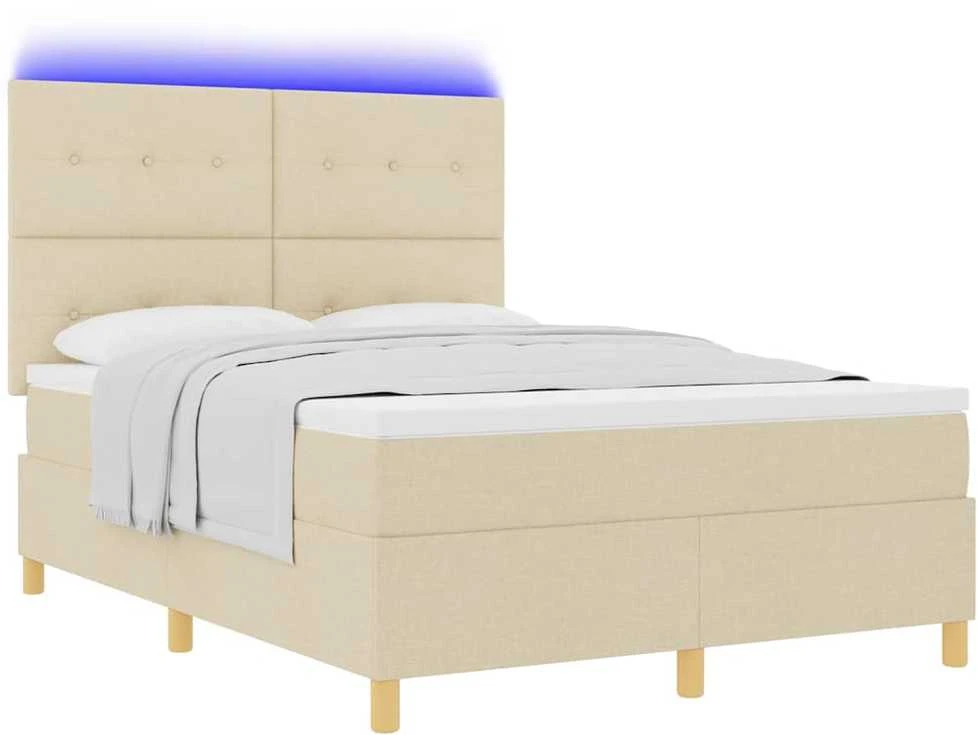 LED Čiužinio Lova su galvūgalio Kreminė 160 x 200 cm audinys