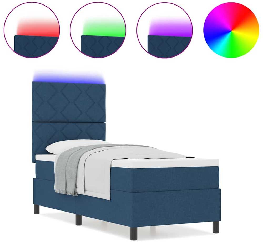 Kiemas lova su LED juostelėmis Mėlyna 80 x 200 cm audinys