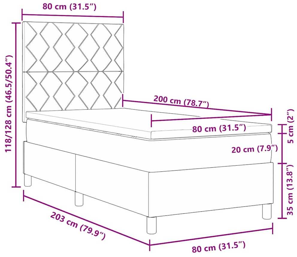Kiemas lova su LED juostelėmis Mėlyna 80 x 200 cm audinys