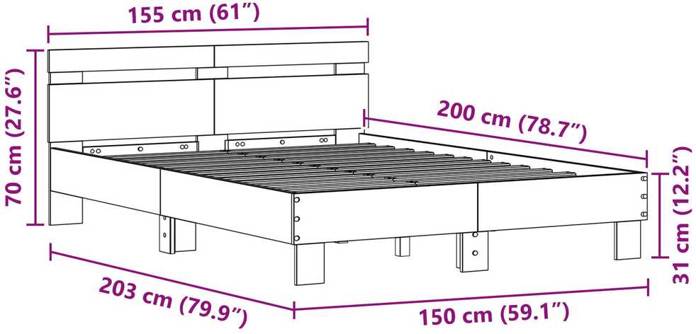 Lovos rėmas Amatininkų ąžuolas 150 x 200 cm Apdirbta mediena