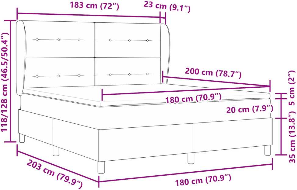 Kiemas lova su galvūgalio Mėlyna 200 x 180 cm audinys
