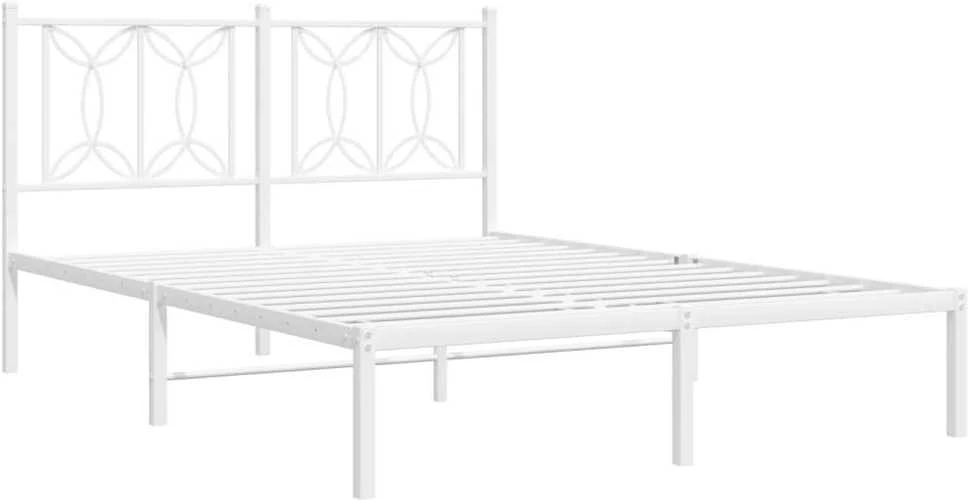 Lova Metalinis lovos rėmas su galvūgaliu, baltos spalvos, 135x190cm