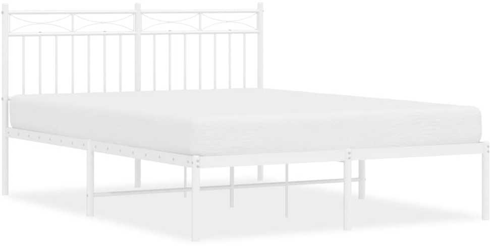 Lova Metalinis lovos rėmas su galvūgaliu, baltos spalvos, 135x190cm