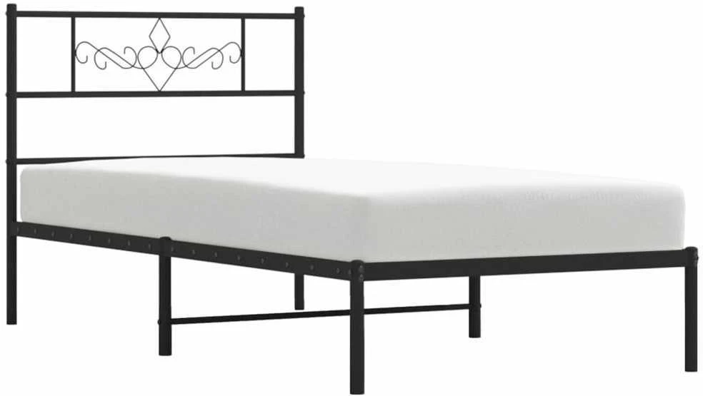Metalinis lovos rėmas su galvūgaliu, juodos spalvos, 90x190cm